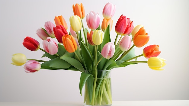 Fleurs de printemps tulipes fraîches primées sur fond blanc