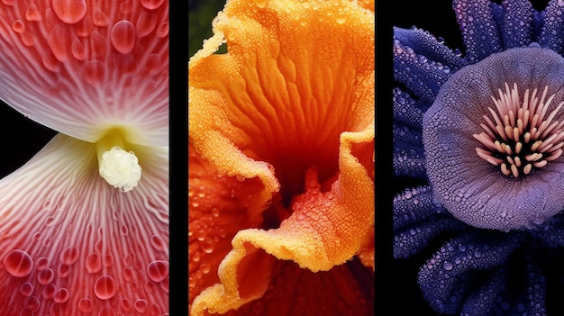 Photo des fleurs rares et exotiques en gros plan générées par l'ia