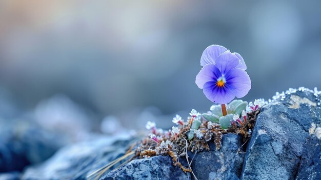 Photo des fleurs résistantes s'épanouissent sur les falaises implacables de la toundra une beauté délicate contre un terrain accidenté