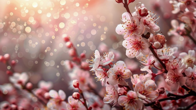 Des fleurs roses d'un arbre en gros plan