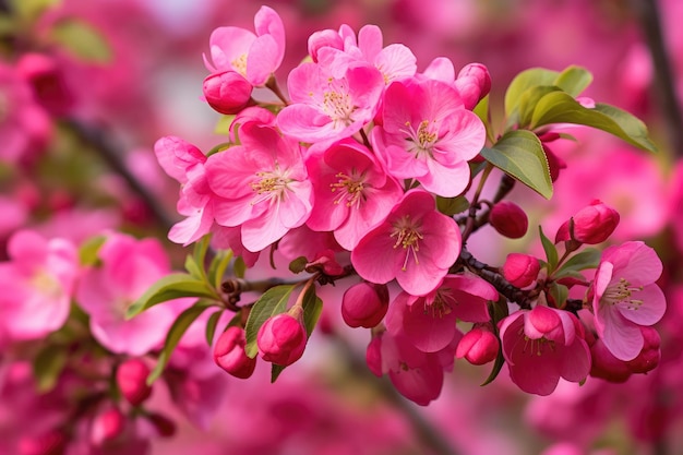 Fleurs roses sur un arbre