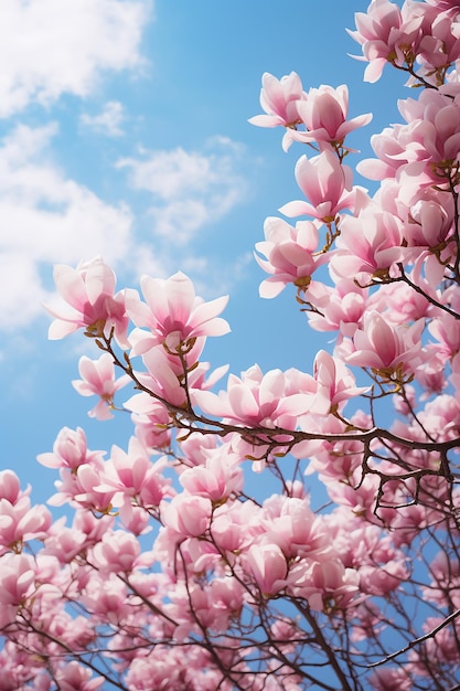 fleurs roses sur un arbre