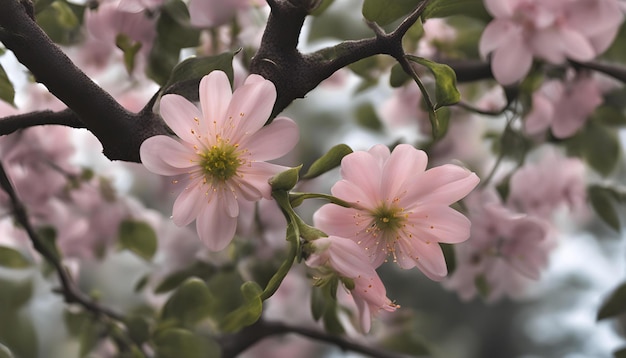 des fleurs roses sur un arbre