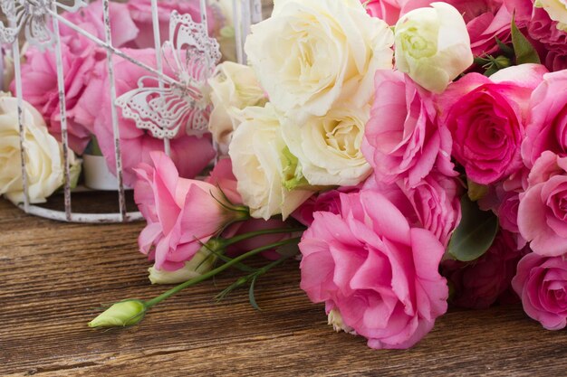 Photo fleurs roses et blanches