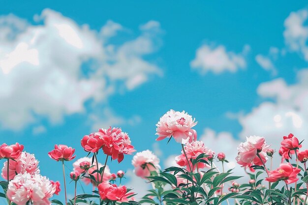 Des fleurs roses contre le ciel bleu