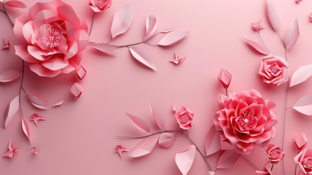 Des fleurs roses sur un fond minimaliste
