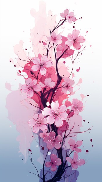 Fleurs roses Illustration abstraite d'un arbre en fleur