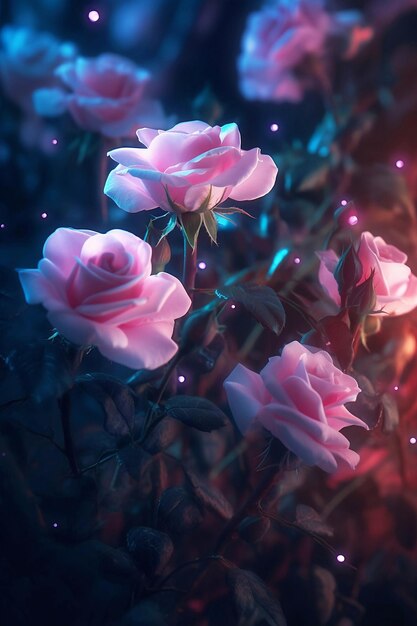 Photo les fleurs roses qui fleurissent dans l'imagination brillent de près