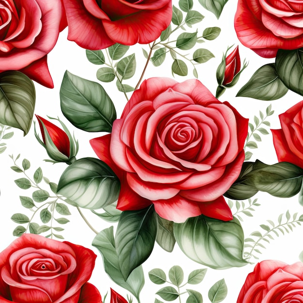 fleurs roses rouges aquarelle modèles sans couture