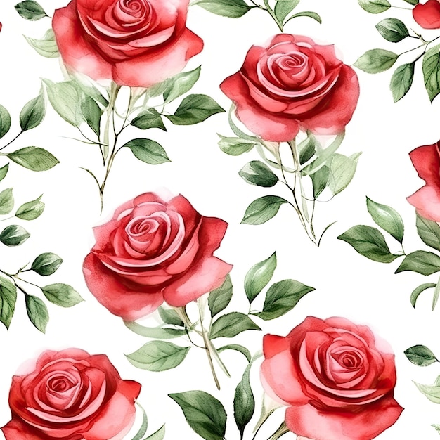 fleurs roses rouges aquarelle modèles sans couture