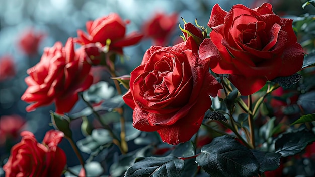 Photo des fleurs de roses rouges fraîches faites à la frontière arrière-plan illustrations hd