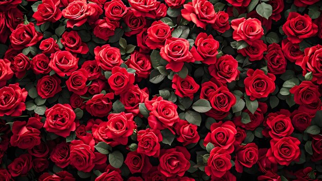 Photo des fleurs de roses rouges vives en plein cadre