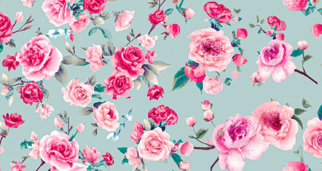 Fleurs roses sans couture vintage