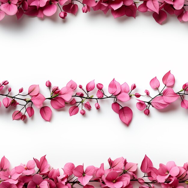 les fleurs roses sont disposées sur un fond blanc avec un fond blanc ai génératif