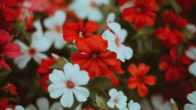 Des fleurs rouges et blanches avec un fond doux