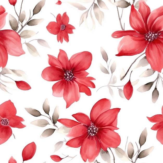 Fleurs rouges sur fond blanc