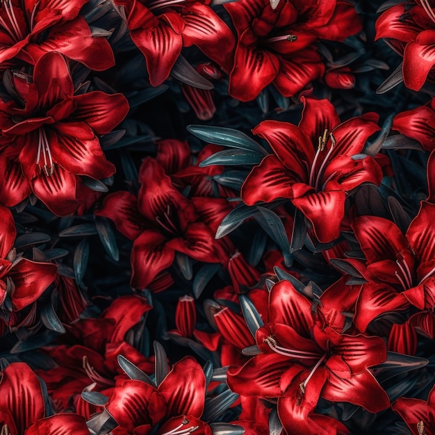 Fleurs rouges sur fond noir