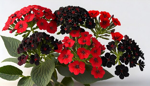 fleurs rouges et noires Verbena de près