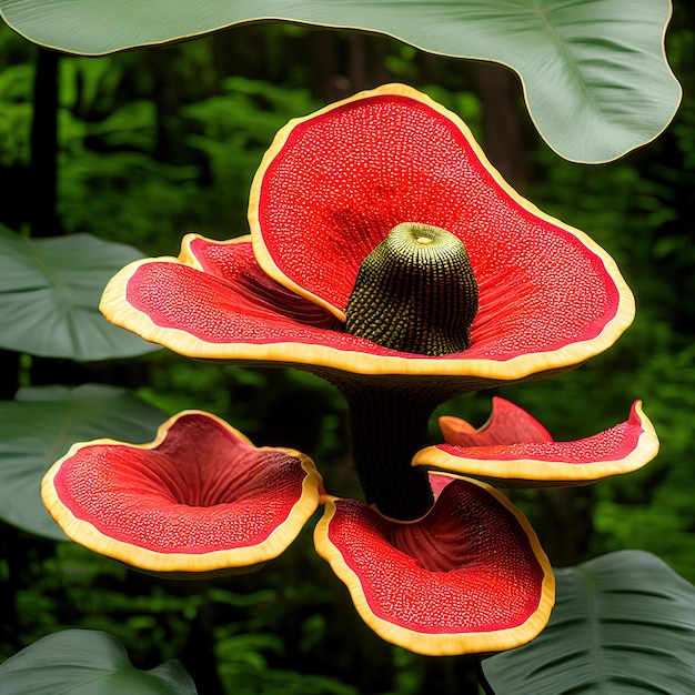 Photo fleurs rouges sauvages dans la forêt tropicale illustration 3d