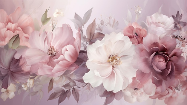 Les fleurs rougissent Un fond doux et romantique avec des fleurs délicates et une beauté subtile
