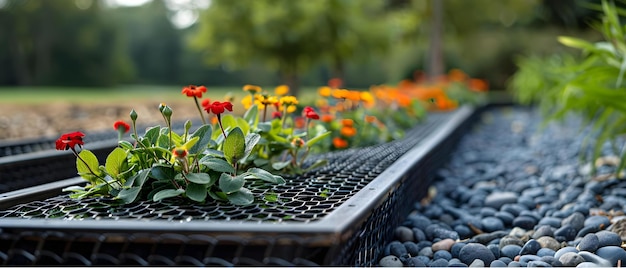 Les fleurs s'épanouissent au-dessus des treillis protégés Concept Jardinage Soins des fleurs Protection des plantes