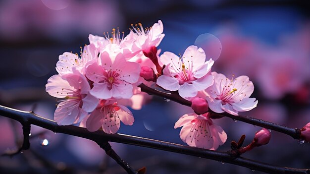 Des fleurs de sakura roses sur une branche