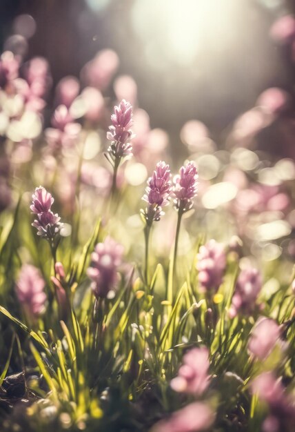 Des fleurs sauvages contre le coucher du soleil