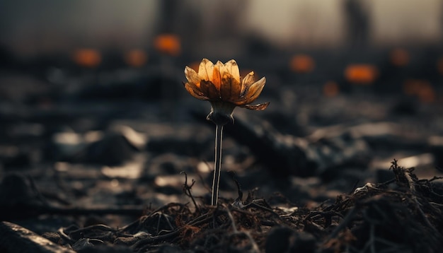 Fleurs sauvages jaunes dans une prairie tranquille à l'aube générées par l'IA