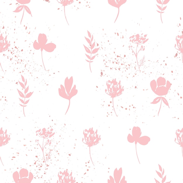Fleurs Sauvages De Modèle Sans Couture Aquarelle Rose éléments Floraux Dessinés à La Main Avec Splush Rose