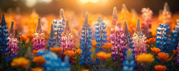 Photo des fleurs sauvages vibrantes se balançant dans la brise peinture d'arrière-plan