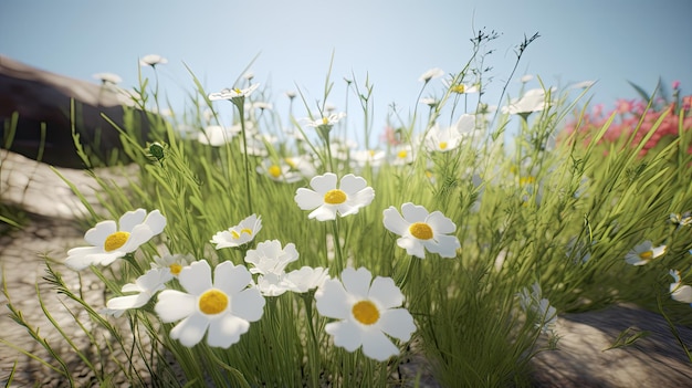 Fleurs simples sur un éclairage réaliste 4K blanc