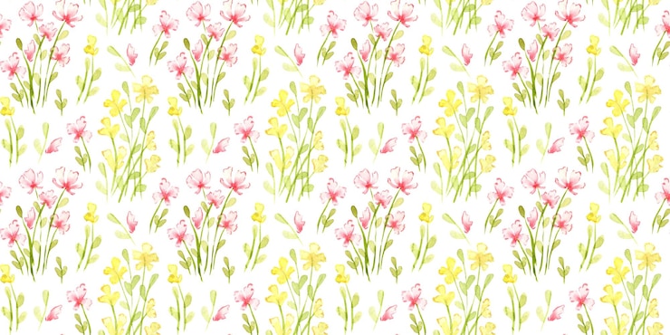 Photo les fleurs sont de petits motifs jaunes et roses illustration à l'aquarelle un élément de l'impression florale