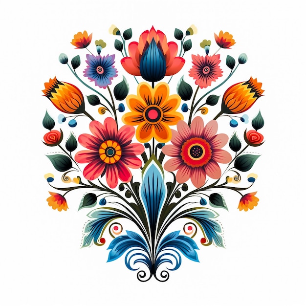 Fleurs stylisées, bourgeons, feuilles et brindilles Élément décoratif pour la conception de produits imprimés