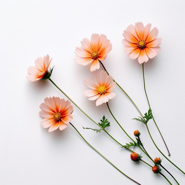 fleurs sur une surface blanche avec un fond blanc