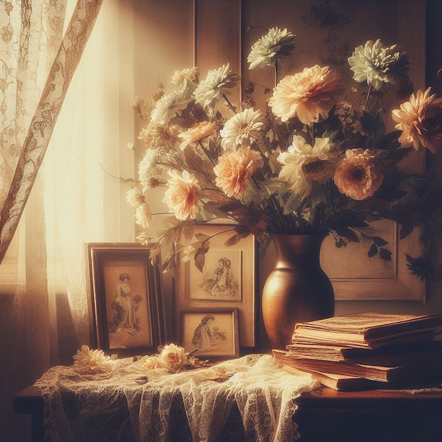 Photo des fleurs sur la table.