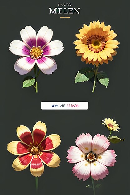 Fleurs Texte Publicité Affiche Propagande Couverture Conception Bannière Papier Peint Fond Illustration