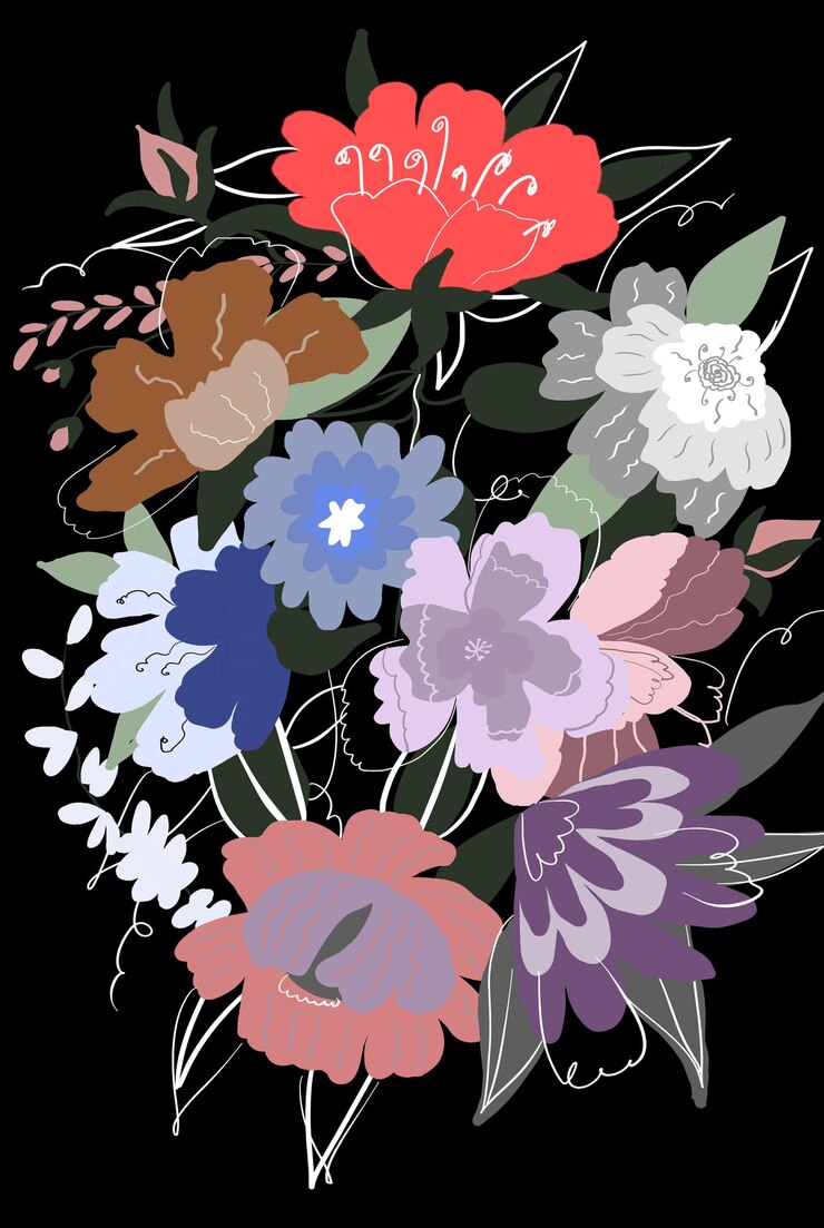 Photo des fleurs texturées en acrylique et en huile