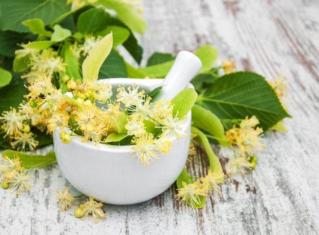 Fleurs de tilleul sur la table