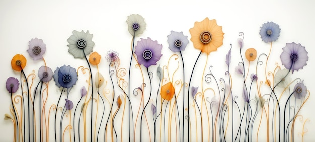 Fleurs et tourbillons Art abstrait Peinture numérique Arrière-plan
