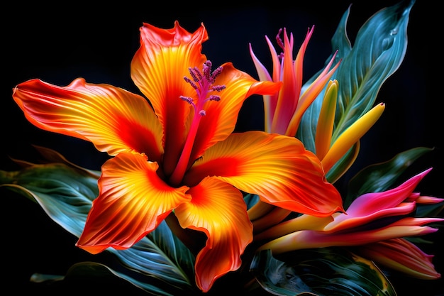 Photo des fleurs tropicales vibrantes