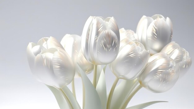 Fleurs de tulipes blanches scintillantes super détail IA générative