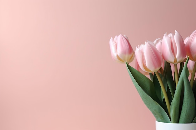 Fleurs de tulipes sur fond rose