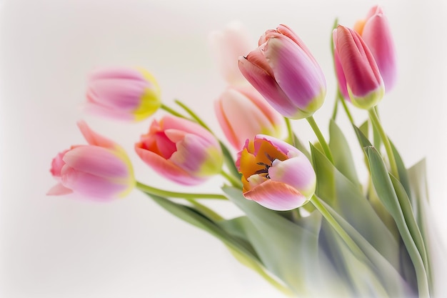 Fleurs de tulipes de printemps naturel mignon Illustration IA générative