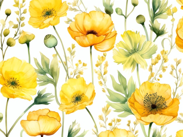 fleurs vectorielles à l'aquarelle motifs sans couture