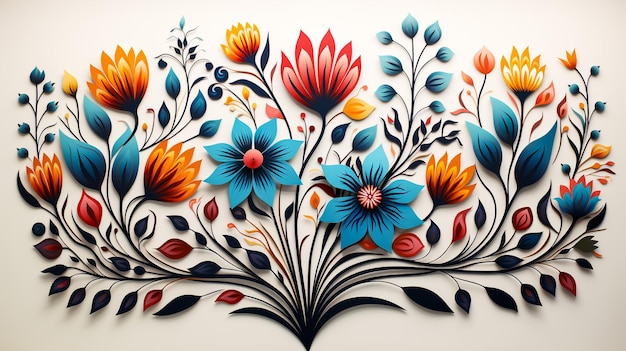 Fleurs vectorielles Collection florale colorée avec feuilles et fleurs dessin aquarelle Printemps ou s