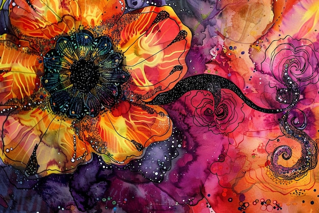 Photo des fleurs vibrantes explorant la palette de la nature dans l'art abstrait du printemps ou de l'été