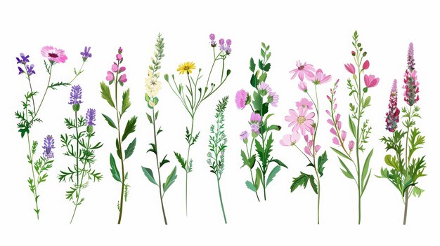 Des fleurs vibrantes sur un fond blanc AI générative