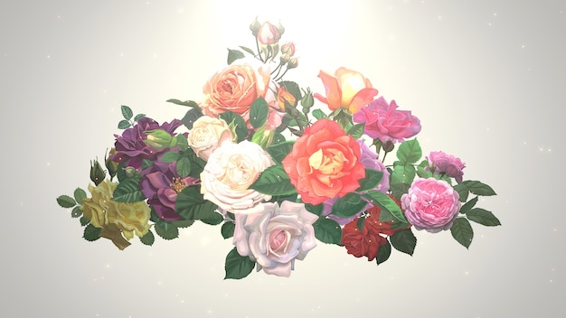 Fleurs vintage gros plan, fond de mariage. Illustration de style pastel élégant et luxueux