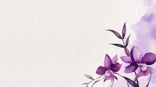 Fleurs violettes sur une aquarelle de fond blanc