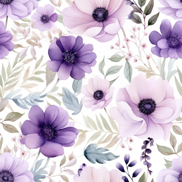 fleurs violettes à l'aquarelle motif sans couture